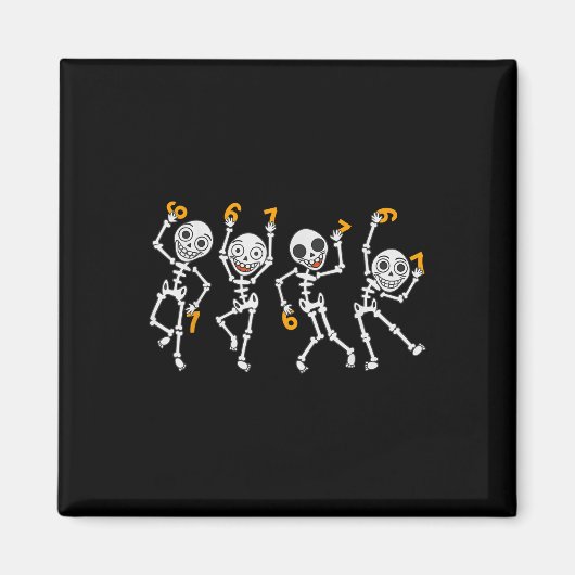 Zes Zeven 67 Meme Grappig Halloween Dansend Skelet Magneet (Voorkant)