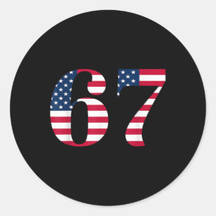 Zes Zeven 67 Meme Grappig Ons Amerikaanse Vlag Hal Ronde Sticker