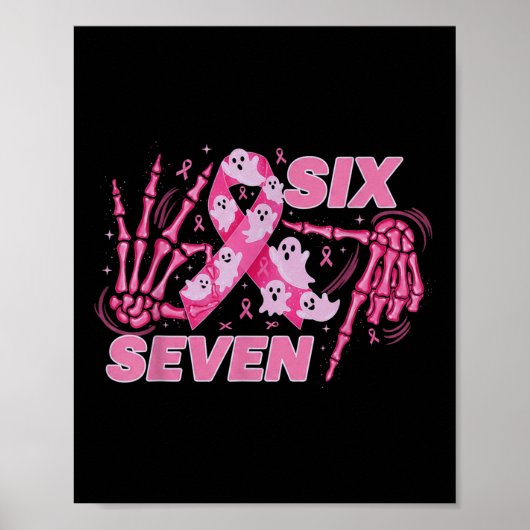 Zes Zeven 67 Meme Grappig Skelet Borstkanker Awa Poster (Voorkant)
