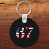 Zes Zeven 67 Meme Grappig Us Amerikaanse Vlag Hall Sleutelhanger (Voorkant)