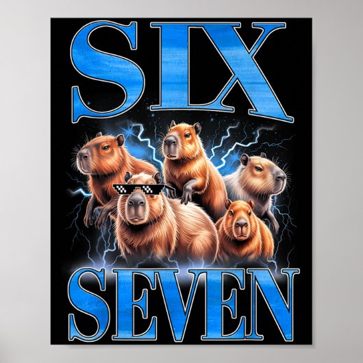 Zes Zeven 67 Meme Grappige Capybara Bootleg Grafis Poster (Voorkant)