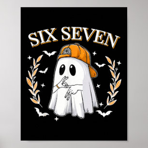 Zes Zeven 67 Meme Grappige Geest Halloween 6 7 Kop Poster