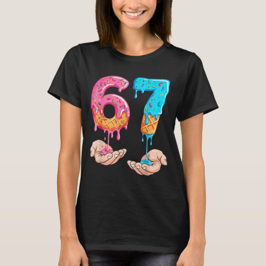 Zes Zeven 67 Meme Ijsje Drip Grappig T-shirt (Voorkant)