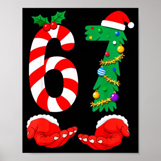 Zes Zeven 67 Meme Sinterklaas Kerst Vakantie Grapp Poster (Voorkant)