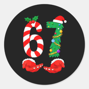 Zes Zeven 67 Meme Sinterklaas Kerst Vakantie Grapp Ronde Sticker