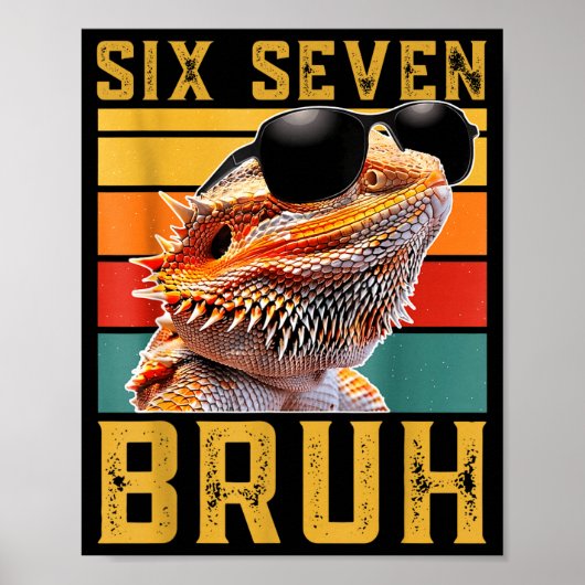 Zes Zeven 6 7 67 Meme Grappige Baardagaam Ontwerp  Poster (Voorkant)