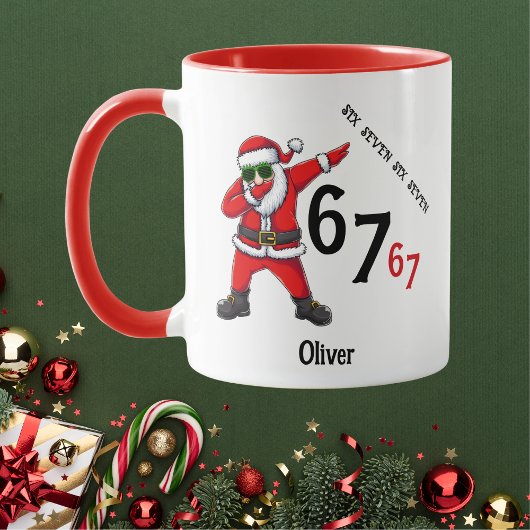 Zes Zeven 6 7 67 Meme Kerstman Nagesynchroniseerde Mok