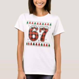 Zes Zeven 6 7 Buffalo Plaid Verschrikkelijke Kerst T-shirt