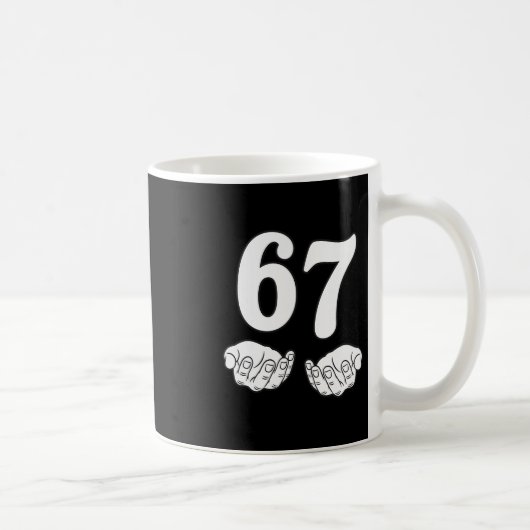 Zes Zeven 6 7 Grappig 67 Gen Alpha Jargon 6-7 Meme Koffiemok (Rechts)