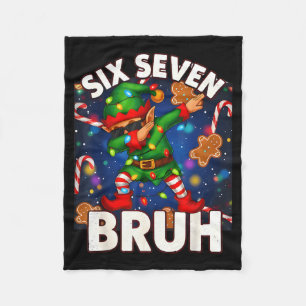 Zes Zeven 6 7 Grappige Bruh Kerstmis Dabbing Elf M Fleece Deken