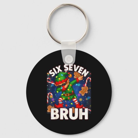 Zes Zeven 6 7 Grappige Bruh Kerstmis Dabbing Elf M Sleutelhanger (Voorkant)