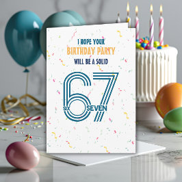 Zes Zeven 6 7 Kleurrijke Confetti Jongen Verjaarda Kaart
