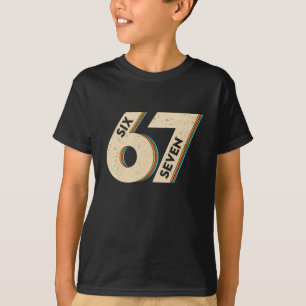 Zes Zeven 6 7 Meme 67 Grappige Retro Jongens Kinde T-shirt