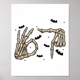 Zes Zeven 6 7 Meme 67 Skelet Hand Halloween Kostuu Poster