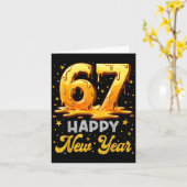 Zes Zeven 6 7 Meme Grappig Gelukkig Nieuwjaar 67 M Kaart (Gele Bloem)