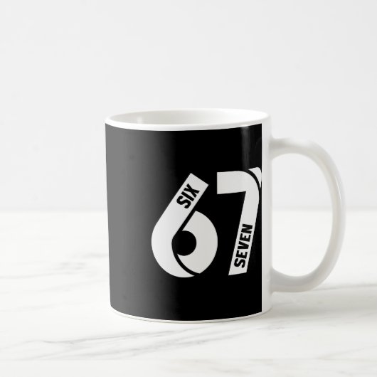Zes Zeven 6 7 Meme Grappig Nummer 67 Laten we Send Koffiemok (Rechts)