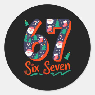 Zes Zeven 6 7 Meme Humor Kerstman Elf 67 Kerstmis  Ronde Sticker