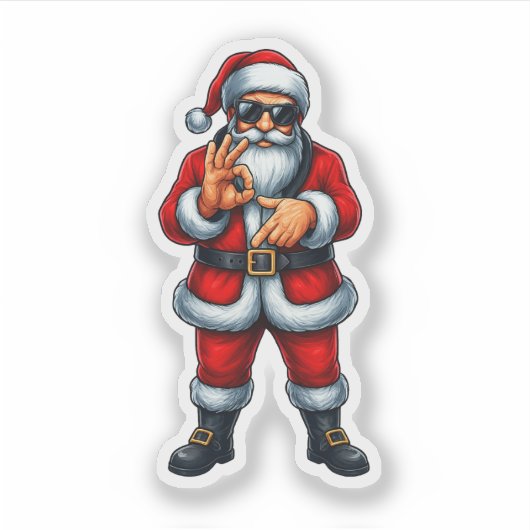 Zes Zeven 6 7 Meme Kerstman Kerstmis Sticker (Voorkant)