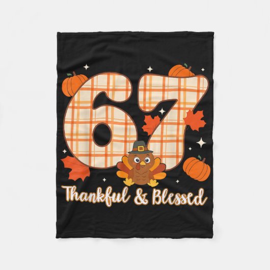 Zes Zeven 6 7 Meme Nummer 67 Turkije Thanksgiving Fleece Deken (Voorkant)