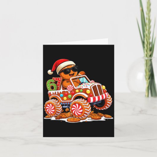 Zes Zeven 6 7 Monster Truck Peperkoek Man Kerstmis Kaart (Voorkant)