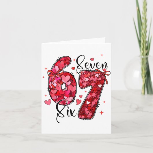 Zes Zeven 6 7 Valentijnsmeme Grappig Voor Mannen V Kaart (Voorkant)