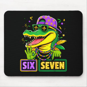 Zes zeven alligator 6 7 mardi gras 67 meme jongens muismat