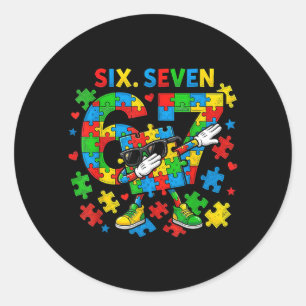 Zes Zeven Autisme Bewustzijn 67 Meme Autisme Puzze Ronde Sticker