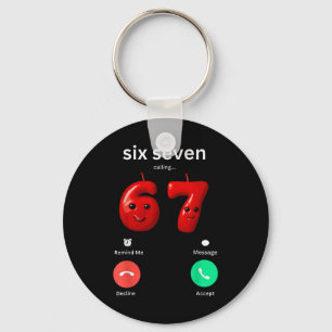 Zes Zeven Bellen Meme Minimalistisch Trendy Telefo Sleutelhanger