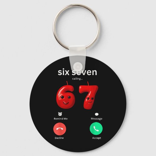 Zes Zeven Bellen Meme Minimalistisch Trendy Telefo Sleutelhanger (Voorkant)