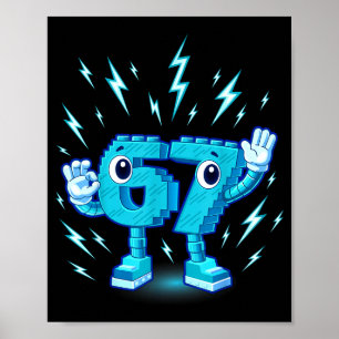 Zes zeven brainrot 6-7 ontwerp poster