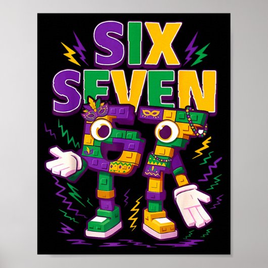 Zes Zeven Brainrot Italiaans Grappig 67 Kinderen M Poster (Voorkant)
