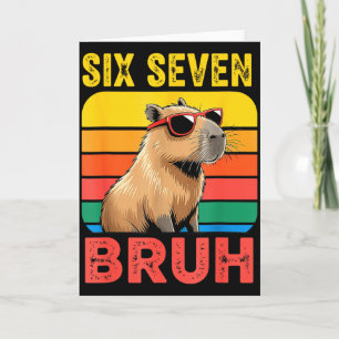Zes Zeven Bruh 67 Capybara Vintage Grappig Meme Ca Kaart