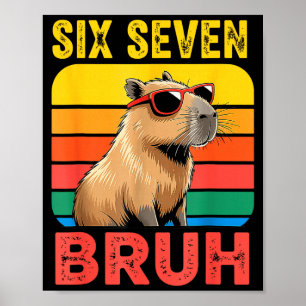 Zes Zeven Bruh 67 Capybara Vintage Grappig Meme Ca Poster