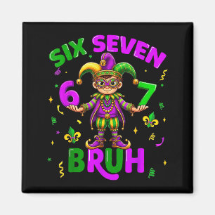 Zes Zeven Bruh 67 Meme Mardi Gras Kralen Masker Je Magneet