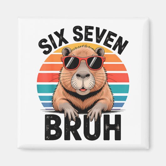 Zes Zeven Bruh 6 7 Meme Grappige Capybara 6 7 Magneet (Voorkant)