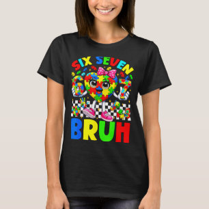 Zes zeven bruh 6 7 puzzel hart 67 autisme bewustzi t-shirt