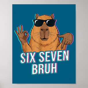 Zes Zeven Bruh Capybara 67 Jongens Tieners Kindere Poster