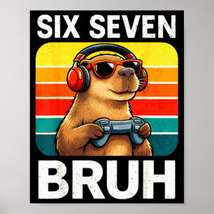 Zes Zeven Bruh Capybara Retro Vintage Grappig 67 M Poster