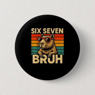 Zes Zeven Bruh Capybara Retro Vintage Grappig 67 M Ronde Button 5,7 Cm