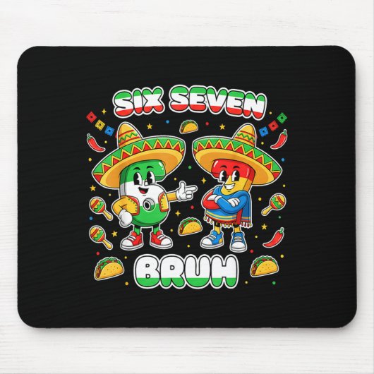 Zes Zeven Bruh Cinco De Mayo Grappige Kinderen Mex Muismat (Voorkant)