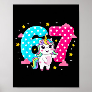 Zes Zeven Bruh Dabbing Eenhoorn 6 7 Meme 7e Verjaa Poster