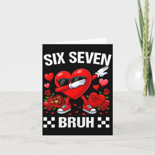 Zes Zeven Bruh Dabbing Hart Valentijn Grappig Voor Kaart (Voorkant)