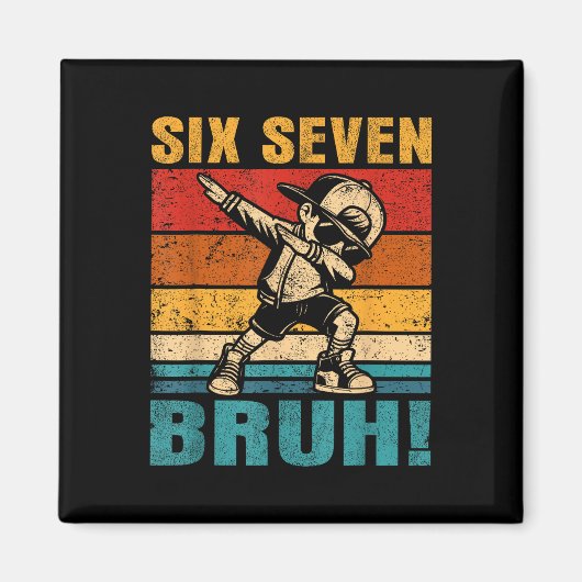 Zes Zeven Bruh Dabbing Jongen Grappig 67 Meme Gen Magneet (Voorkant)