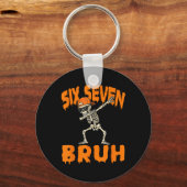 Zes Zeven Bruh Dabbing Skelet Grappig 67 Meme Hal Sleutelhanger (Voorkant)