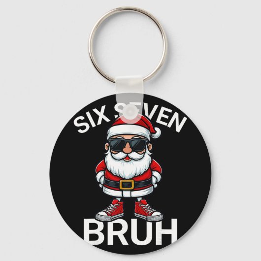 Zes Zeven Bruh Grappig 67 Meme Kerstman Kerstmis  Sleutelhanger (Voorkant)
