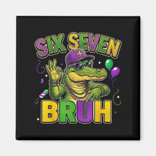 Zes zeven bruh jongens kids mardi gras alligator m magneet