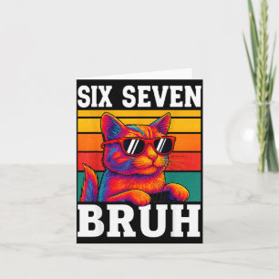 Zes Zeven Bruh Kat Retro Vintage Grappig 67 Meme M Kaart