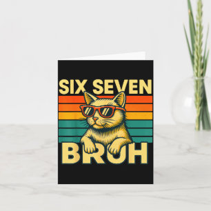 Zes Zeven Bruh Kat Retro Vintage Grappig 67 Meme V Kaart