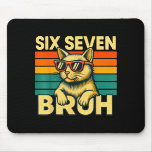 Zes Zeven Bruh Kat Retro Vintage Grappig 67 Meme V Muismat