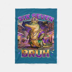 Zes zeven bruh mardi gras alligator koning new orl fleece deken
